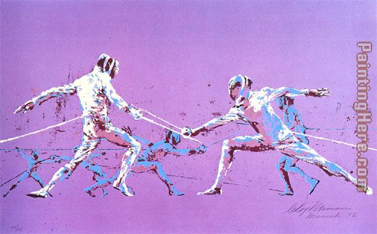 Olympic Fencers painting - Leroy Neiman Olympic Fencers art painting